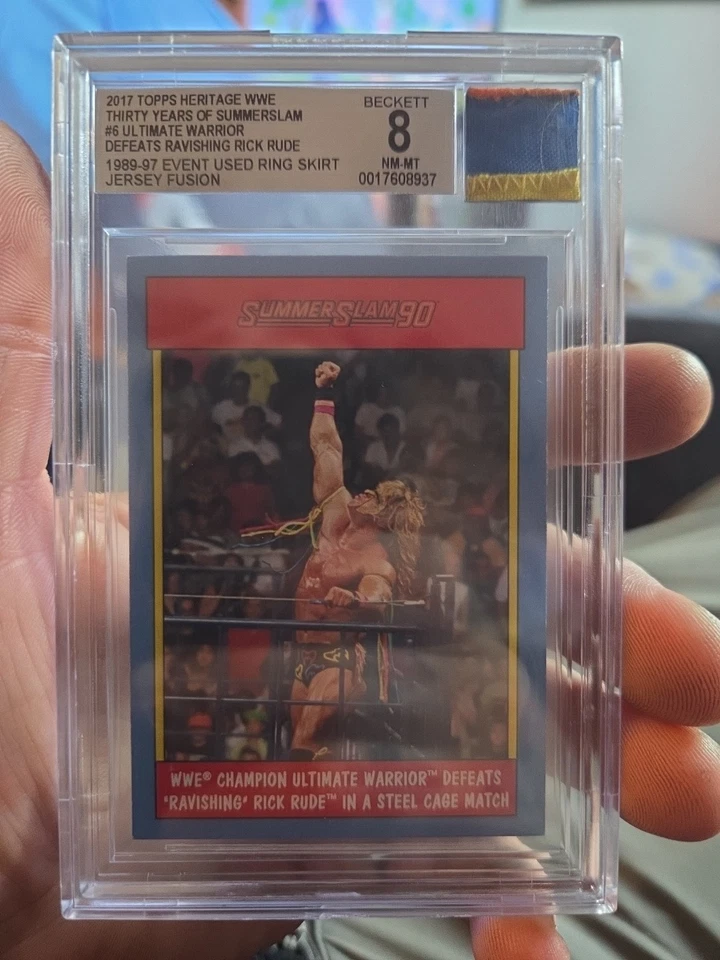 Rare 2017 Topps WWE Beckett 9 Summerslam  Ultimate Warrior 1992 Ring Skirt Used - Image 1 of 3
