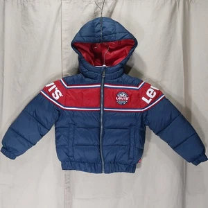 Levi's Toddler Puffer Jacket Size 3T Blue & Red Color Block See Pic's For Wear - Picture 1 of 20
