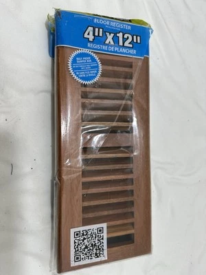 Rejillas decorativas WL412-N registro de piso, 4" X 12" roble macizo natural cereza natural Foto 1 de 3
