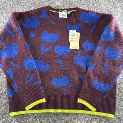 Scotch & Soda Amsterdam Women Sweater Sz M Burgundy Tulip Intars Made With Love - Image 1 of 4