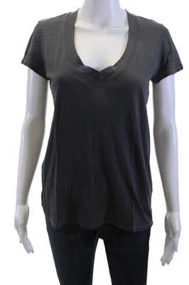 Standard James Perse Womens Dark Gray Hawaiian Graphic V-Neck T-Shirt Size 2 - Image 1 of 4