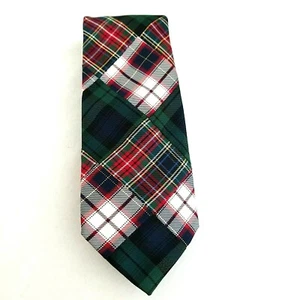 FACONNABLE Silk Tie Real Patchwork TARTAN Plaid Red Green Blue FRANCE $130 VEUC* - Picture 1 of 5