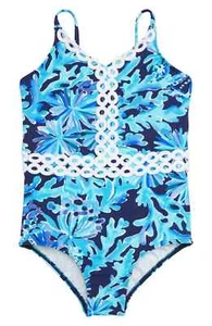 Girl's Lilly Pulitzer Mals Blue One-Piece Swimsuit L62922 Size 4 - Picture 1 of 2
