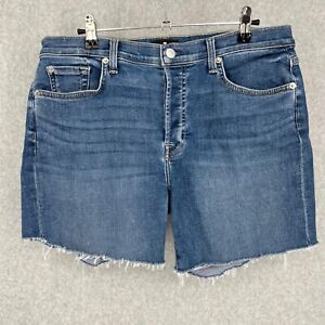 7 for All Mankind Womens Cutoff Denim Shorts Size 31 Blue Button Fly 5" Inseam