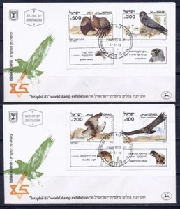 ISRAEL 1985 PÁJAROS BÍBLICOS 4 SELLOS EN 2 FDC FAUNA ÁGUILA - Imagen 1 de 1