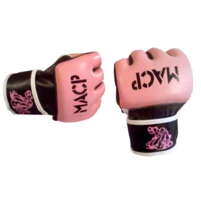 Pink MACP Grappling Open Thumb Fight Gloves MMA 4oz - Adjustable Wrist Strap - Image 1 of 2