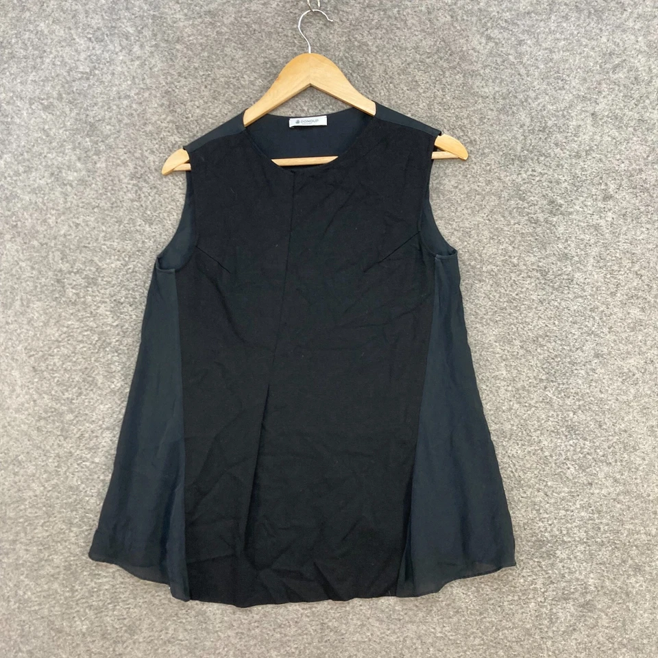 Blusa sin mangas Dondup para mujer talla S pequeña negra mezcla de seda hecha en Italia 50412 Foto 1 de 4