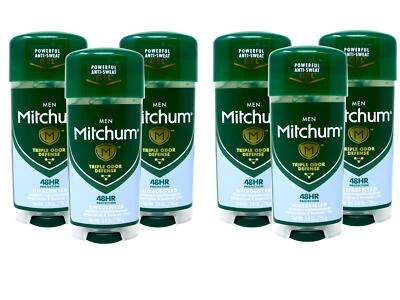 Paquete de 6 antitranspirantes y desodorantes Mitchum Triple Odor Defense 48 HR sin perfume 3,4 OZ Foto 1 de 4