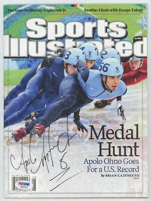 Apolo Anton Ohno Signed Sports Illustrated Magazine Medal Hunt Olympics PSA DNA - Image 1 of 2