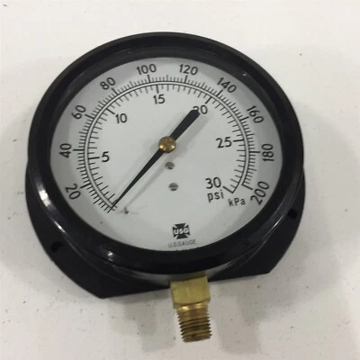 Ametek USG Pressure Gauge 0-30PSI 1/2" Bottom Mount 4" Face Flange Mount - Image 1 of 4