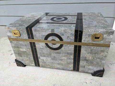 Robert Marcius Tessellated Stone Trunk Chest Casa Bique Black Grey 1980 31x19x17 Cover