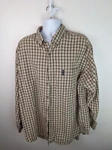 Camisa de hombre Abercrombie & Fitch abotonada manga larga beige/verde a cuadros talla XL - Imagen 1 de 8