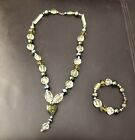 Beaded Necklace And Bracelet Set - 26’’ And 8’’ Greens Costume