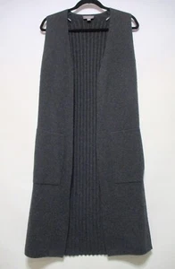 SUSSAN SIZE 8-10 / XS-S LONG GREY WOOL BLEND VEST, POCKETS - Picture 1 of 5