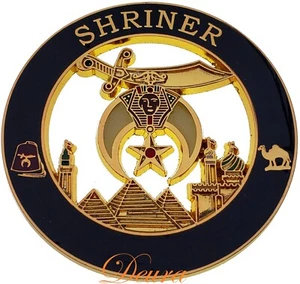 Masonic Shriner Mason Gold Car Emblem 3" - Picture 1 of 1