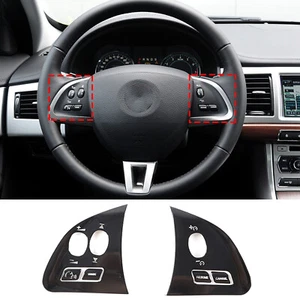 2PCS Black Steel Steering Wheel Button Patch Cover Trim For Jaguar XF 2012-2015 - Bild 1 von 8