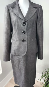 Lafayette 148 graues 2-teiliges Anzug Set Blazer/Rock Gr. 8 Viskosemischung - Bild 1 von 23