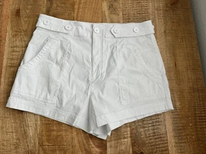 Pantalones cortos para mujer Maeve Anthropologie mezcla de lino blanco liso cintura alta 12 - Imagen 1 de 9