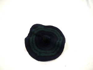 Black watch wool beret hat, green and blue, made in Scotland
