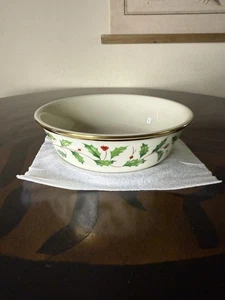 Lenox Dimensions Holiday Holly & Berry 6-1/4" zuppiera cereali oro 24 carati set di 4 - Foto 1 di 4