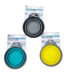 Collapsible Bowl With Carabiner Human and Pet Friendly 4.75" Diameter - Picture 1 of 13