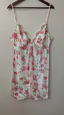Vtg California Dynasty Slip Dress 1X Satin Nightgown Floral Lingerie Cottagecore - Image 1 of 4