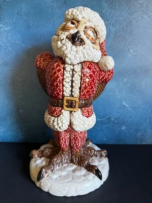 ANDREW HULL STONEWARE GROTESQUE SANTA OWL JAR 11.25” TALL LTD. ED. #5/10 SIGNED - Image 1 of 4