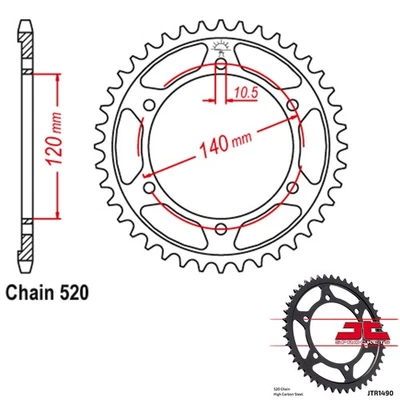 Piñones JT JTR1490.42T se adapta a: 2004 Kawasaki en500c vulcan 500 ltd, jtr1490.42t Foto 1 de 2