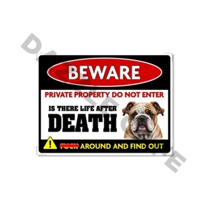 Beware Private Property Bulldog Decor Dog Lovers 4.5x6 Decals 2 Pack - Picture 1 of 1