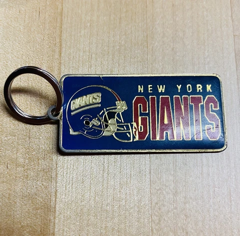 Vintage 1993 New York Giants Metal Keychain Luggage Tag Cover