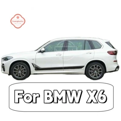 New For BMW X6 Car Vinyl Side Door Stripe Sticker Car Decal Black Red 2PCS White - Изображение 1 из 3