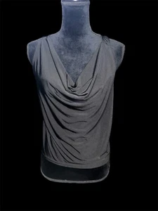 EXPRESS NEU Damenbluse schwarz Wasserfallausschnitt Größe Small Stretch neu mit Etikett $ 39,90 - Bild 1 von 5