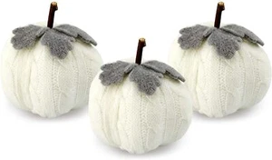 White Sweater Pumpkins 3pk, Fall Thanksgiving Table Topper Seasonal Decor - Picture 1 of 8
