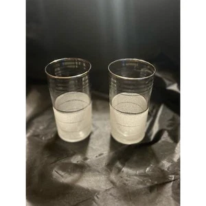 Mid-Century Frost Nip Silver Ringed Glasses W. Virginia Specialty MCM Set of 2 - Picture 1 of 5