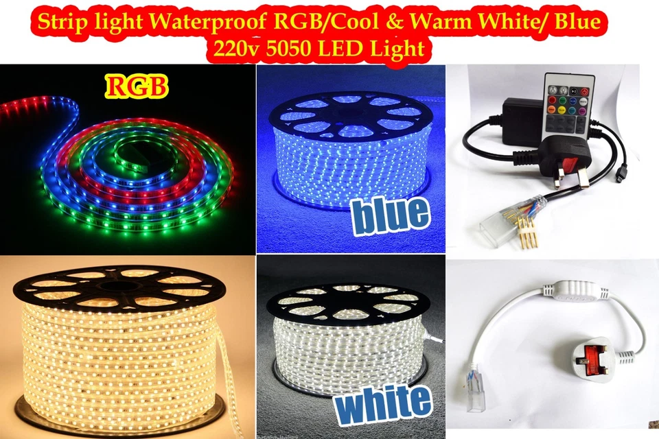VYSER 220V 230V 240V LED Strip RGB 5050 SMD Lights Rope White warm white Rgb Blue Red