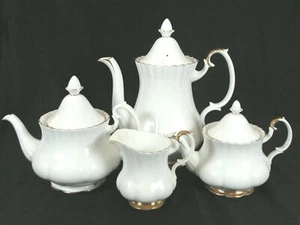 ROYAL ALBERT VAL D'OR LARGE AND SMALL TEAPOTS, COFFEE POT AND CREAMER - Picture 1 of 9