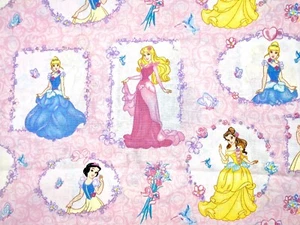 Disney Princess Fabric,Cotton,Pk,Cinderella,SleepingBeauty,SnowWhite,Belle,54x44 - Picture 1 of 8