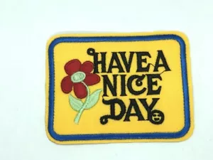 Have a Nice Day Iron-on Patch Vintage 70s Style Retro Hippie Flower - Picture 1 of 1