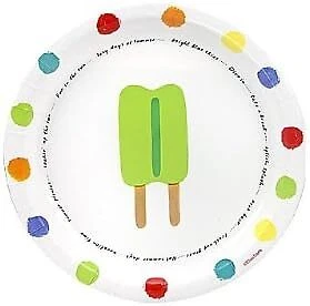 Sunshine Stripes Ice Cream Popsicle Summer Beach Pool Party 7" Dessert Plates - Image 1 of 1