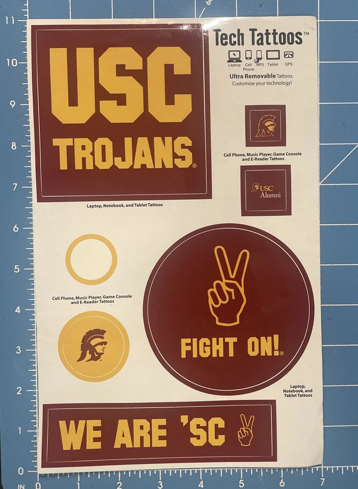 6 USC Tech Tattoos  / Stickers / Labels for Laptops Tablets Phone - Image 1 of 2