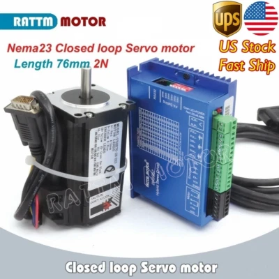 RATTM MOTOR 【US】CNC Nema23 2N.m Closed Loop Stepper Motor Hybrid Servo Driver Kit 76mm&HSS57