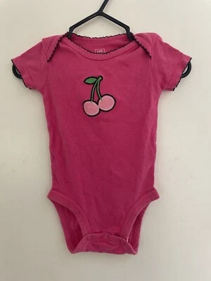 Body Carter's Bebé Niña Apliques Cereza Encaje Algodón Manga Corta Rosa Caliente 3M Foto 1 de 4