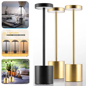Rechargeable Cordless Metal Table Desk Lamp Touch Control Dimmable Night Light - Picture 1 of 19
