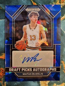 2023/24 Panini Prizm Draft Basketball Matas Buzelis Blue Ice Auto /75 Rookie RC