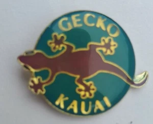 Gecko Kauai Lapel Hat Pin Hawaiian Island Souvenir Green Brown & Gold Colors EUC - Picture 1 of 1