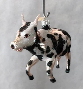 Polish Glass Ornament Happy Cow Hand Painted in Poland Radko Inspired - Picture 1 of 4