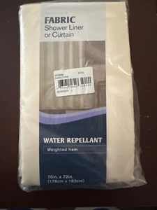 Water Repellent Fabric Shower Liner With Weighted Hem Bone 70 X 72 Inches - Picture 1 of 1