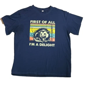 Possum Opossum First of All I'm a Delight Dark Blue Shirt - Picture 1 of 5