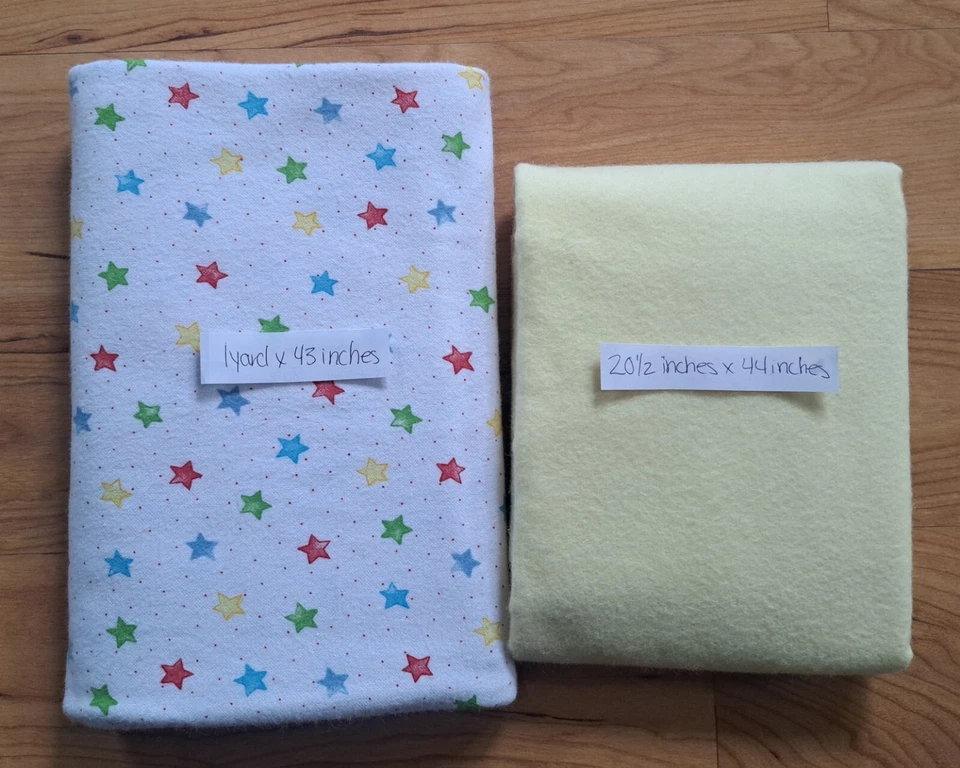 Lote de 1+ yarda paquete de estrellas arco iris estampado y tela de franela 100 % algodón lisa amarilla Foto 1 de 1