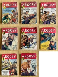 Burroughs Pirates of Venus and Amtor - 1932 and 1933, 8 Argosy pulp magazines! - Picture 1 of 17